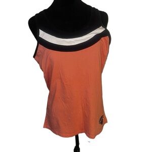 Harley Davidson Women's Orange and Black Tank Top